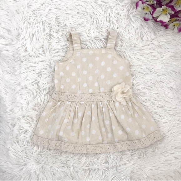 ❌Sold❌Cherokee Baby Girl Beige Cotton Dress 🌻 - Picture 1 of 4